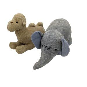 Pier 1 I imports camel elephant plush stuffed animal zoo safari  tan gray  14 in